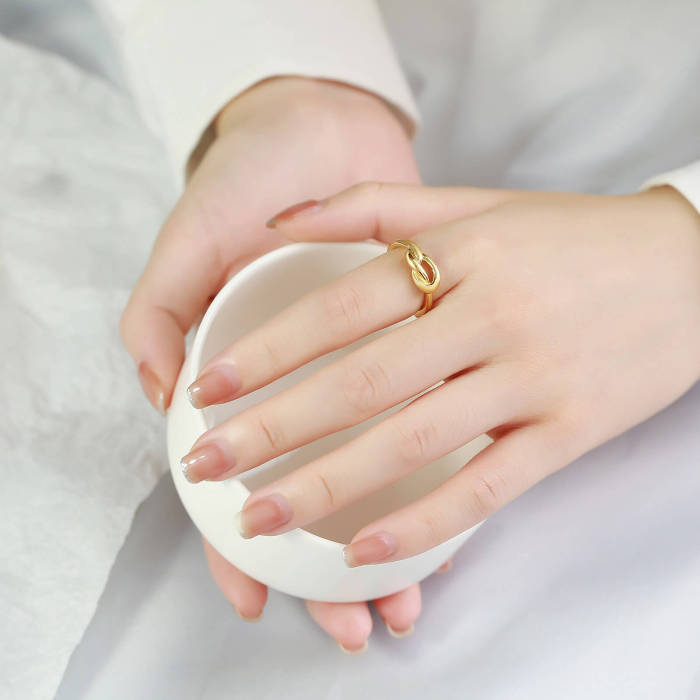 Wholesale Stainless Steel Simple Love Knot Ring