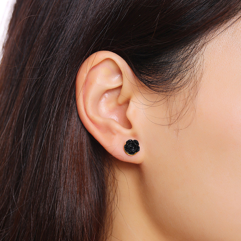 Wholesale Stainless Steel Women Rose Flower Stud Eearrings Online