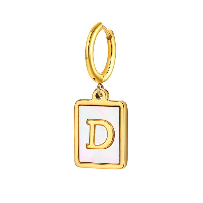 Wholesale Stainless Steel Initial Shell Huggie Hoop Earring