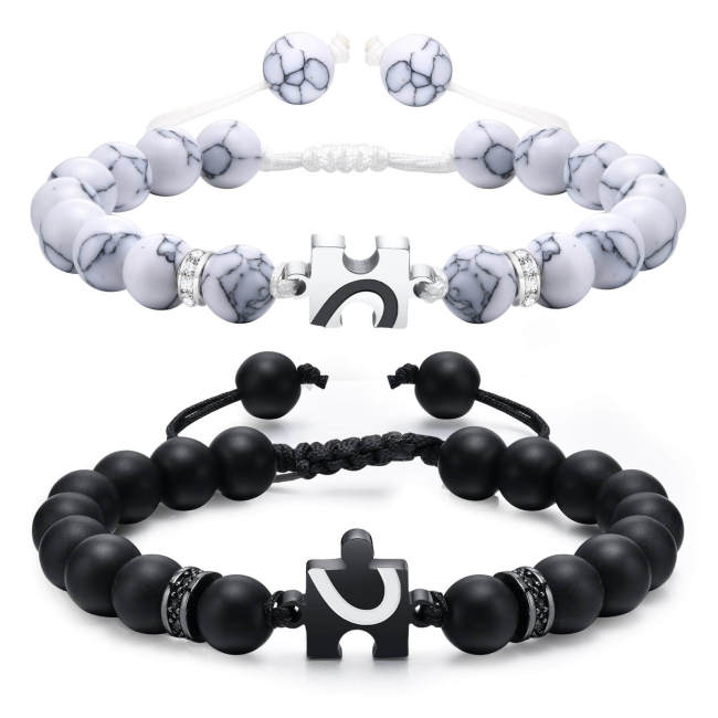 Wholesale Agate and White Turquoise Beads Couple Bracelet