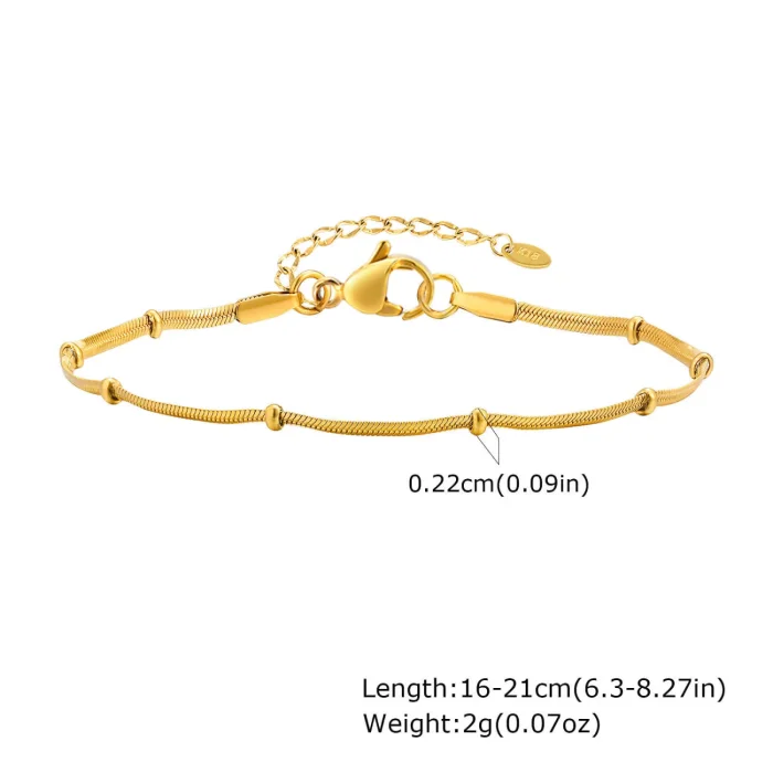 Wholesale Stainless Steel Flat Snake Chain Bead Bracelet