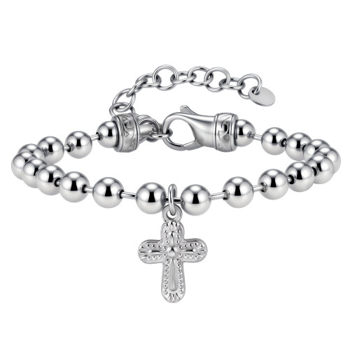 Wholesale Stainless Steel Cross Bead Bracelet
