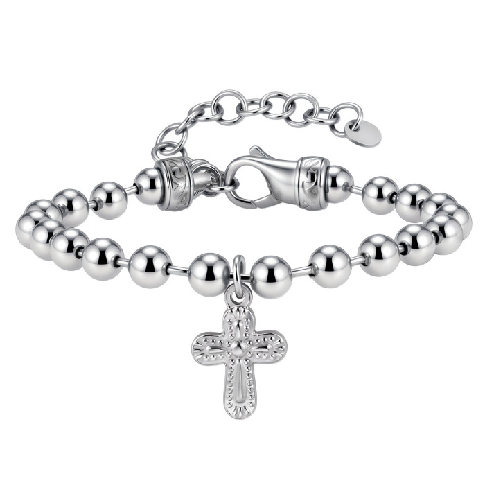 Wholesale Stainless Steel Cross Bead Bracelet