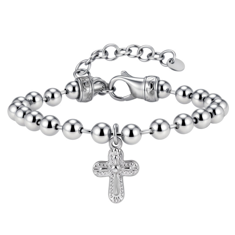 Wholesale Stainless Steel Cross Bead Bracelet