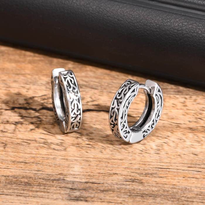 Wholesale Stainless Steel Mens Celtic Huggie Hoop Earrings