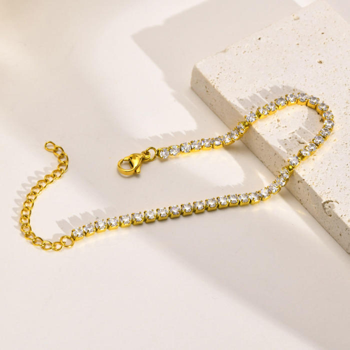 Wholesale Stainless Steel Diamond Tennis Bracelet Anklet