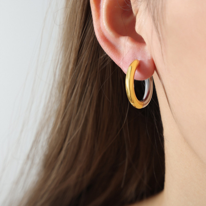 Wholesale Stainless Steel Two Tone Earrings