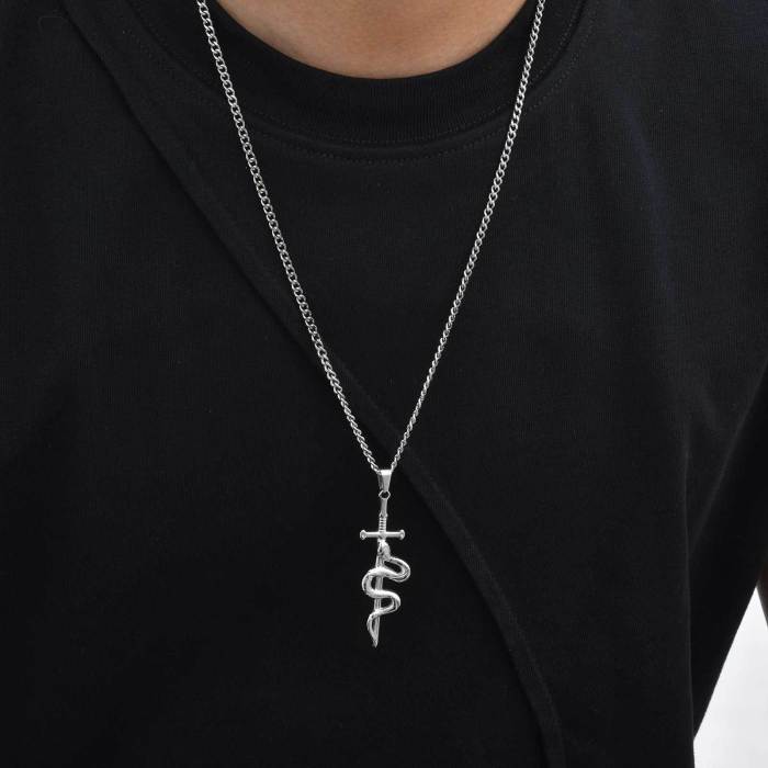 Wholesale Stainless Steel Cross Snake Pendant