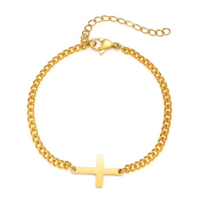 Wholesale Stainless Steel Women's Sideways Cross Bracelet