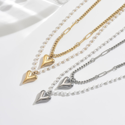 Wholesale Stainless Steel Heart Layering Necklace