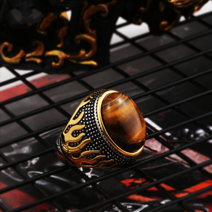 Wholesale Stainless Steel Ring with Tiger Eye