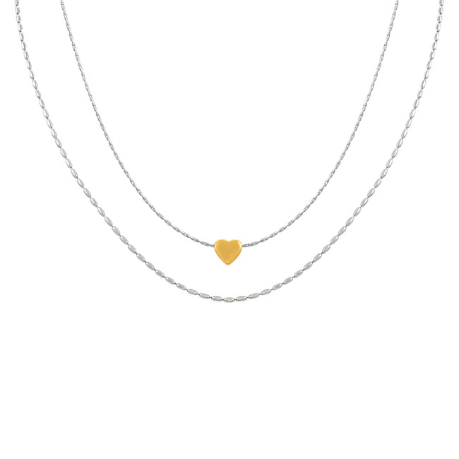 Wholesale Stainless Steel Heart Layers Necklace