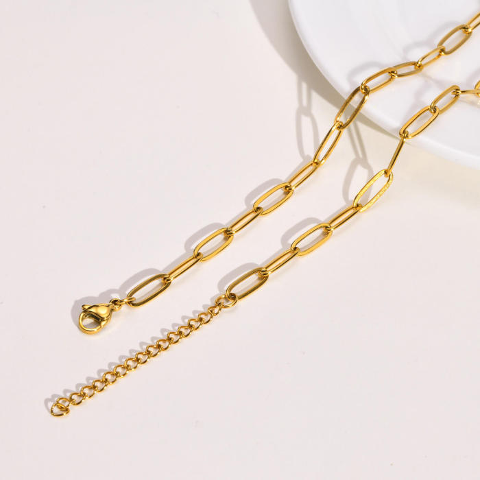Wholesale Stainless Steel Paperclip Chain Clavicle Necklace