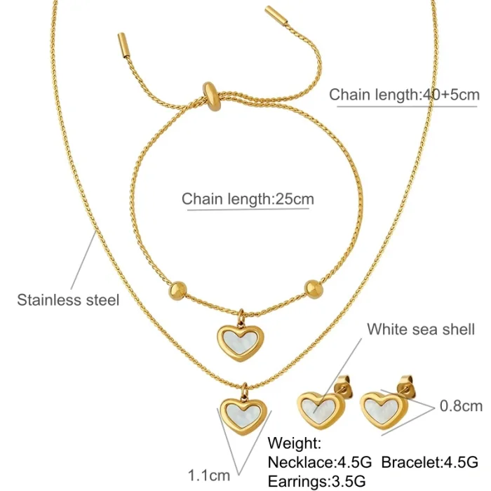 Wholesale Stainless Steel Heart Shell Necklace