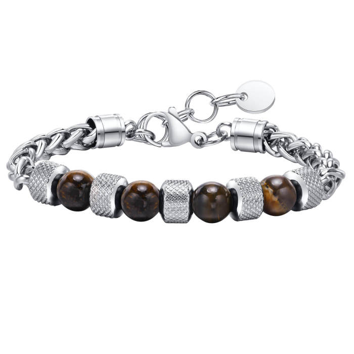 Wholesale Stainless Steel Spiga Wheat Chain Necklace with Beads