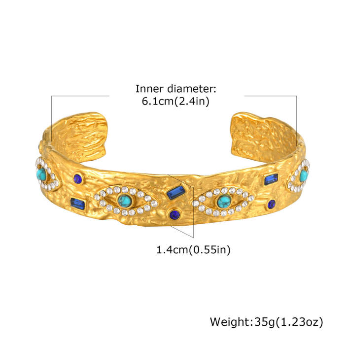 Wholesale Stainless Steel Zirconia Eyes Open Bangle
