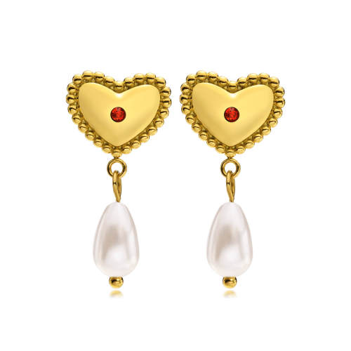 Wholesale Stainless Steel Love Pearl Earrings