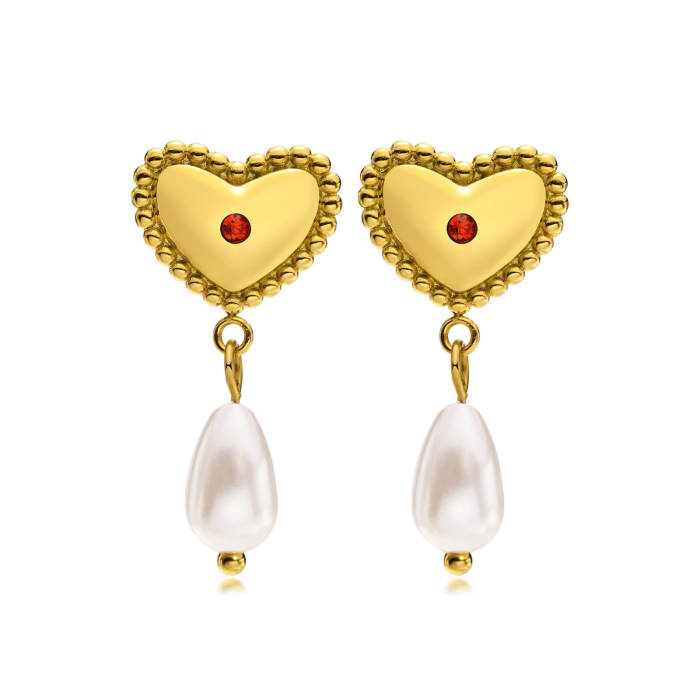 Wholesale Stainless Steel Love Pearl Earrings