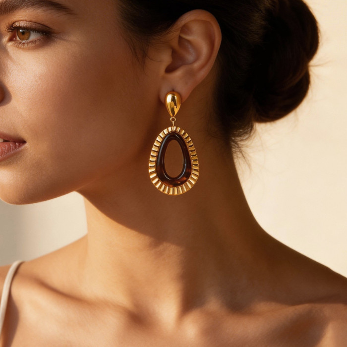 Wholesale Stainless Steel Modern Resin Statement Dangles Earring