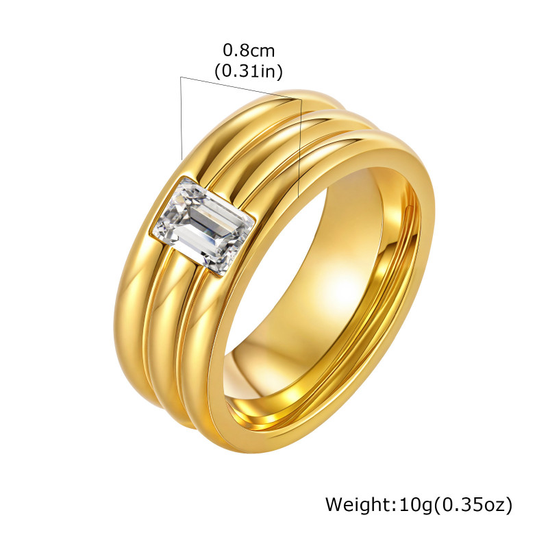 Wholesale Stainless Steel White Zirconia Ring