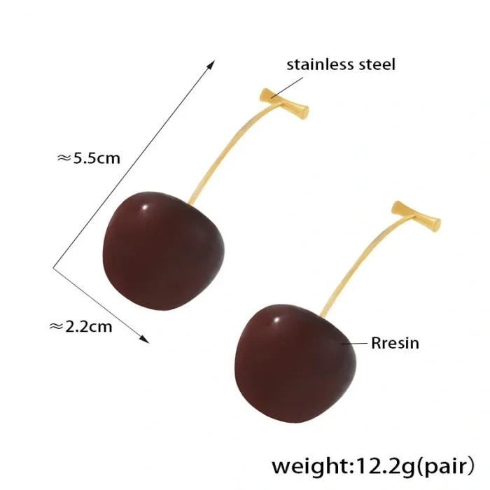 Wholesale Stainless Steel Resin Cheery Earrings