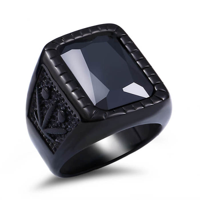 Wholesale Stainless Steel Mens Black Ring