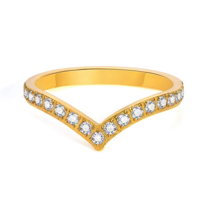 Wholesale Stainless Steel V Shape CZ Stackable Ring