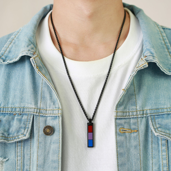 Wholesale Stainless Steel Rainbow Flag Bar Pendant