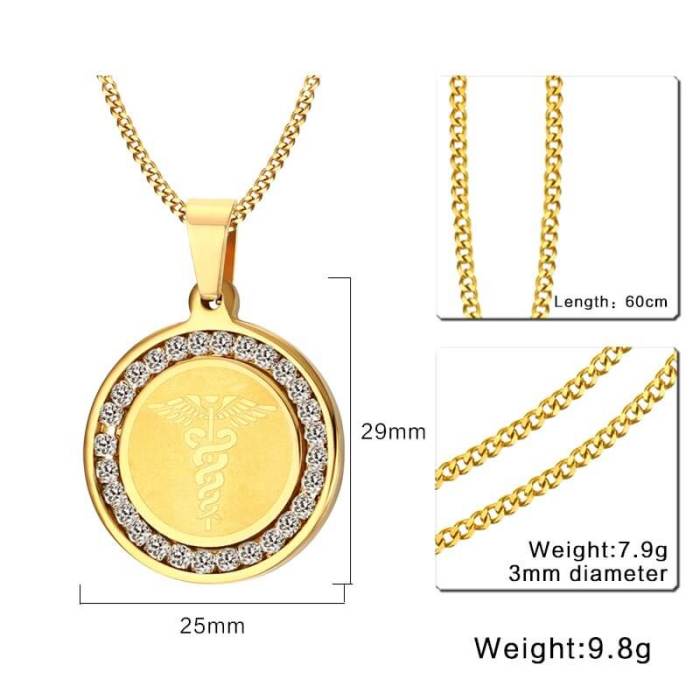 Wholesale Steel Medical Alert Dog Tag With CZ Stones