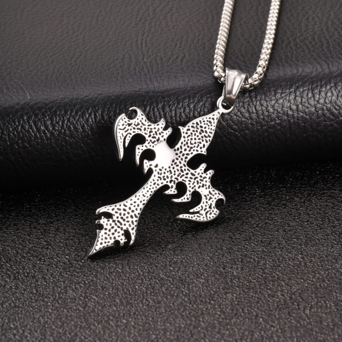 Wholesale Stainless Steel Fleur-de-Lis Cross Pendant