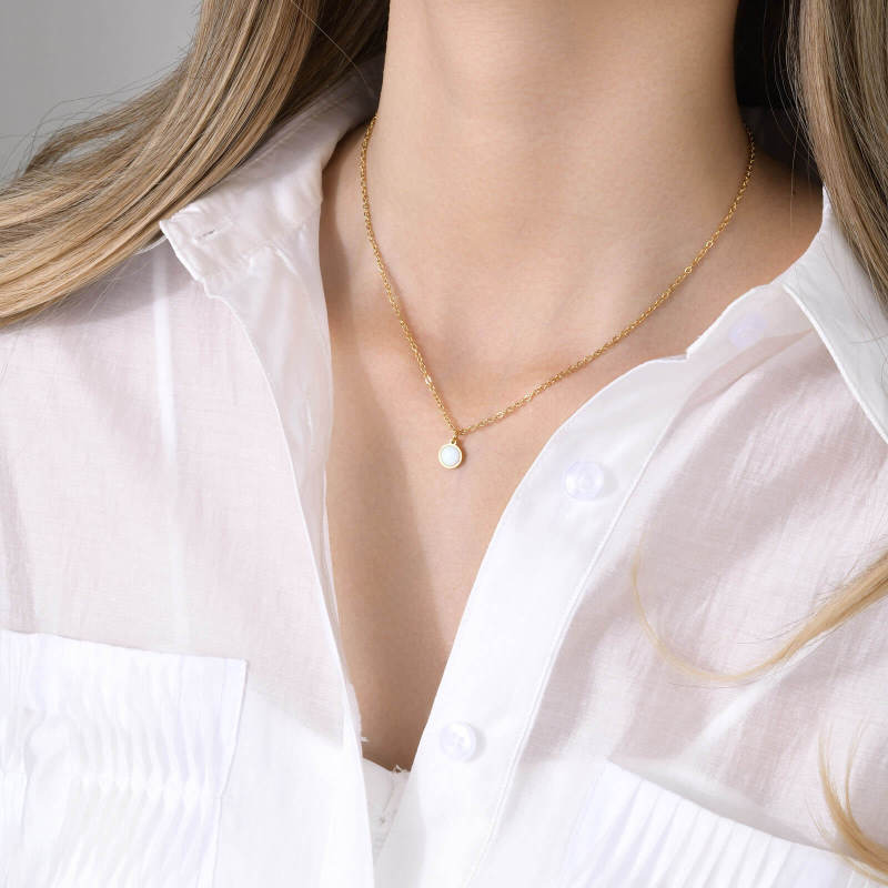 Wholesale Stainless Steel Vintage Synthetic Opal Necklace