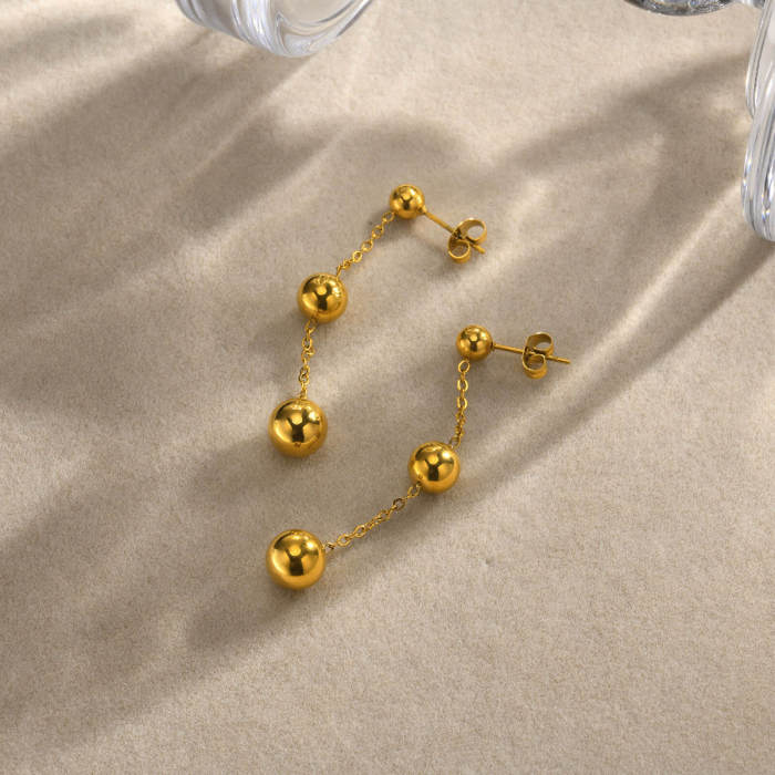 Wholesale Stainless Steel Beads Dangling Earrings