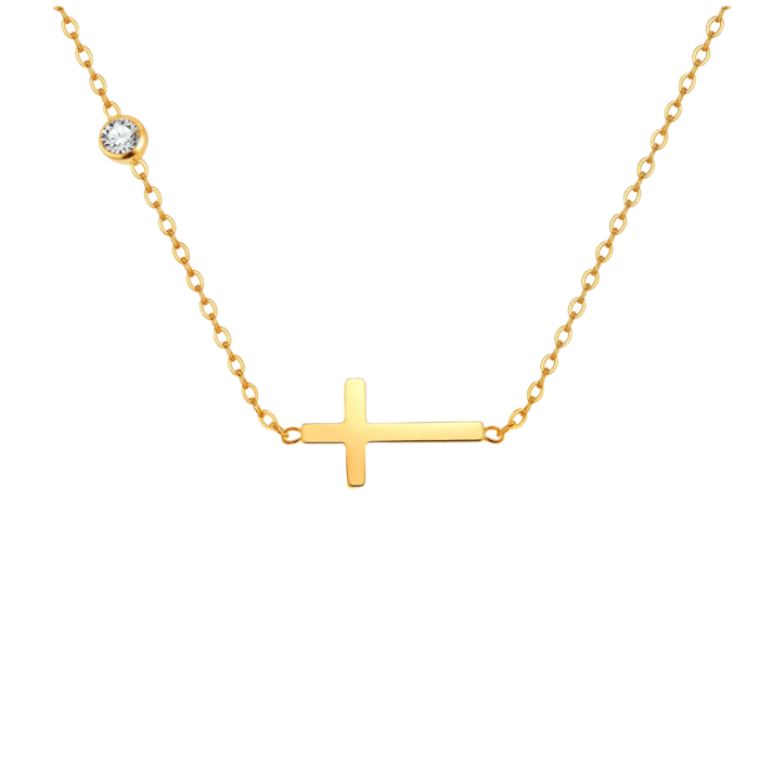 Wholesale Stainless Steel Cross CZ Necklace