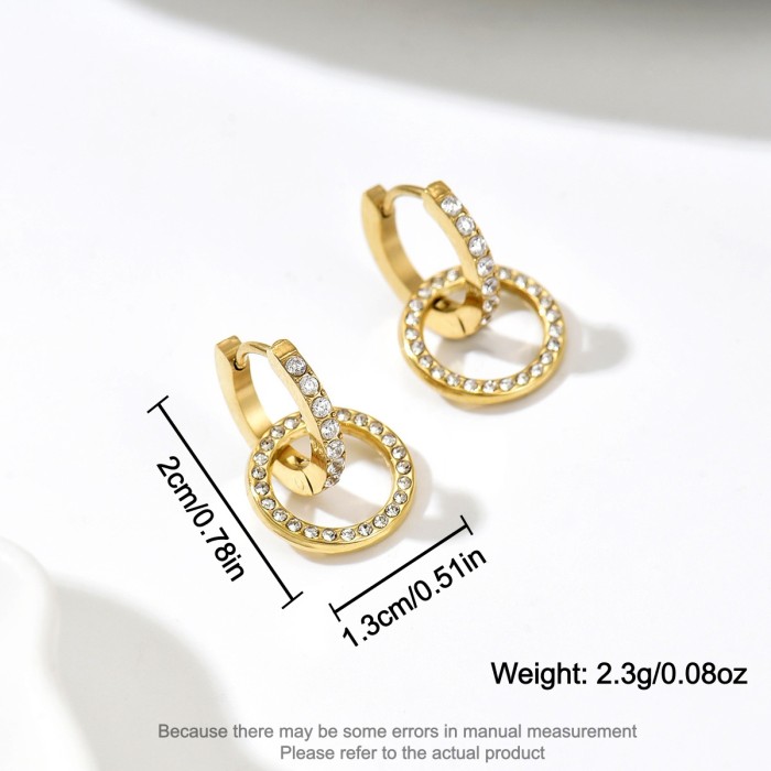 Wholesale Stainless Stee Double Circle Huggie Earrings