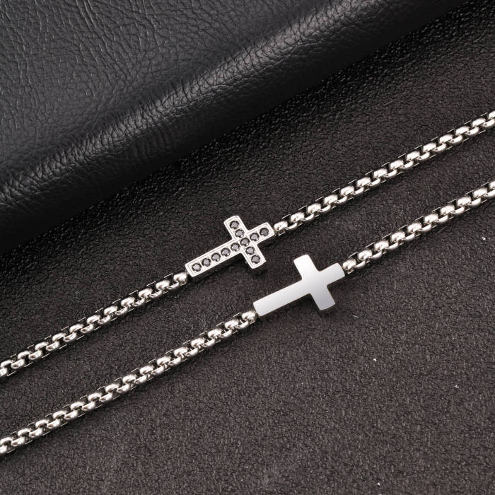 Wholesale Stainless Steel Cross Box Chain Bracelet