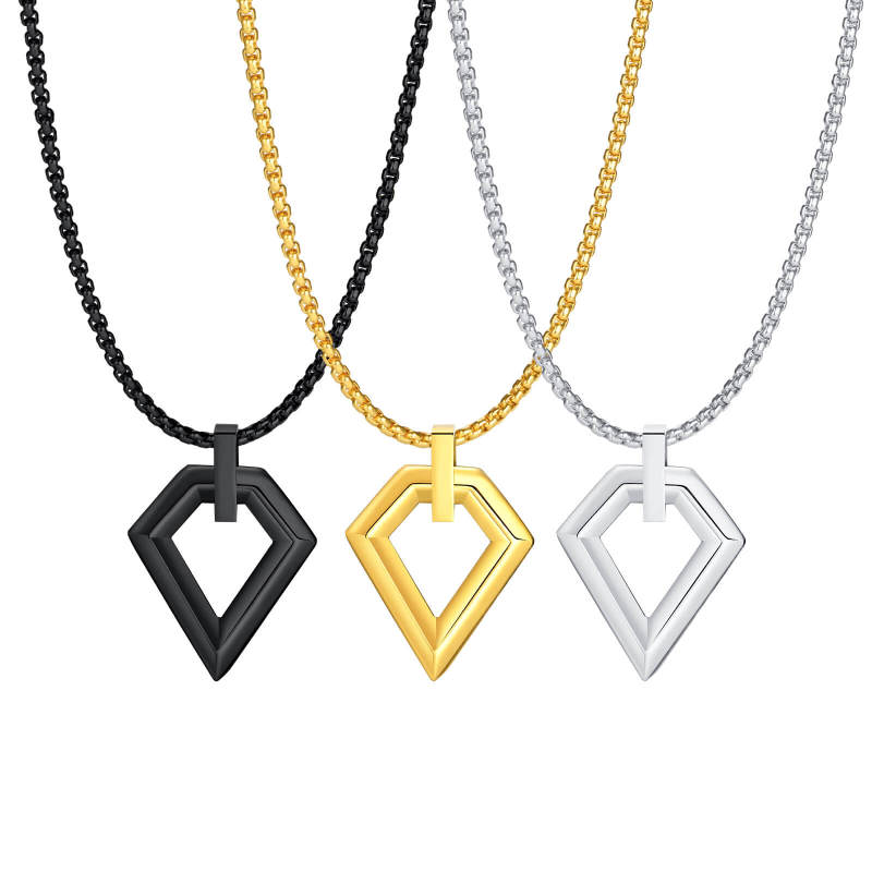 Wholesale Stainless Steel Men'S Diamond Shape Pendant