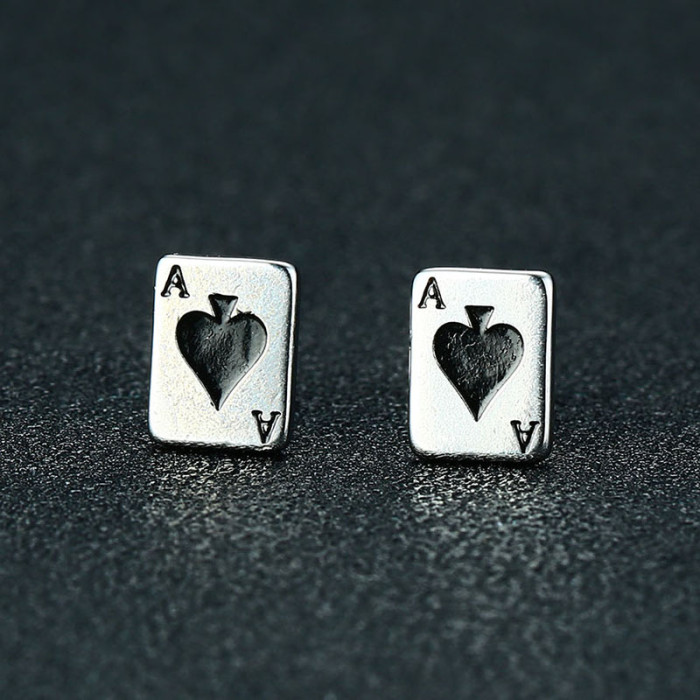 Wholesale Stainless Steel Womens Ace of Spades Stud Earrings