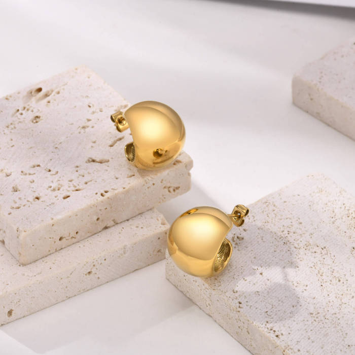 Wholesale Stainless Steel Chunky C Shape Stud Earring