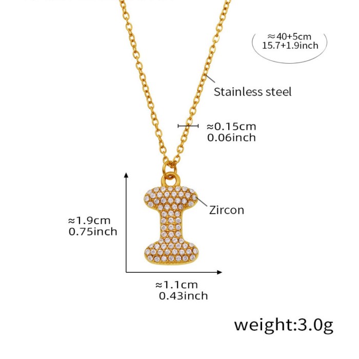 Wholesale Stainless Steel 5A CZ Initial Necklace