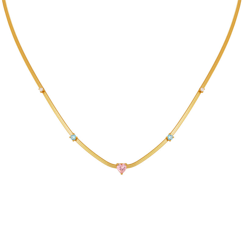 Wholesale Stainless Steel CZ Inlay Snake Necklace