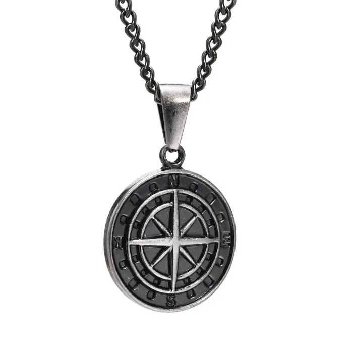 Wholesale Stainless Steel Vintage Compass Pendant Necklace