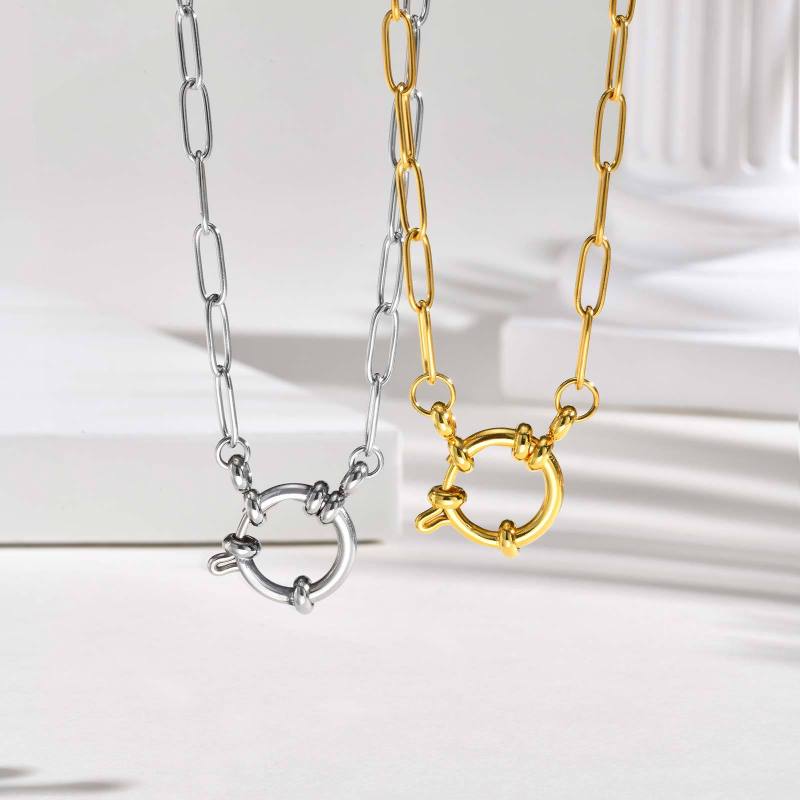 Wholesale Stainless Steel Fashion Paperclip Necklace