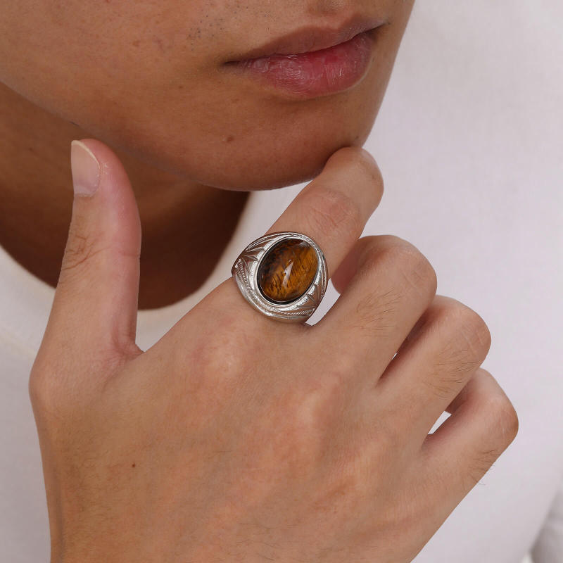 Wholesale Stainless Steel Tiger Eye Ring