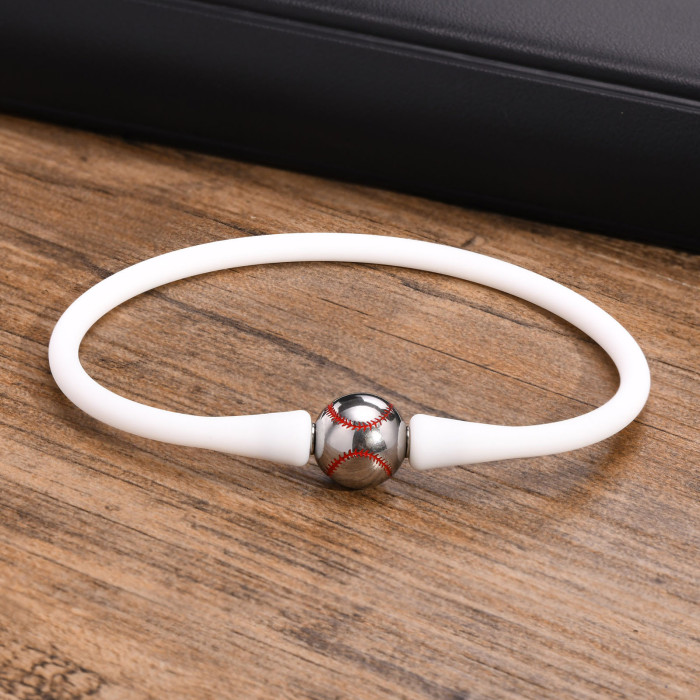 Wholesale Steel Baseball Silicone Bracelet