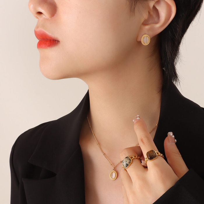Wholesale Stainless Steel Vintage Stone Necklace