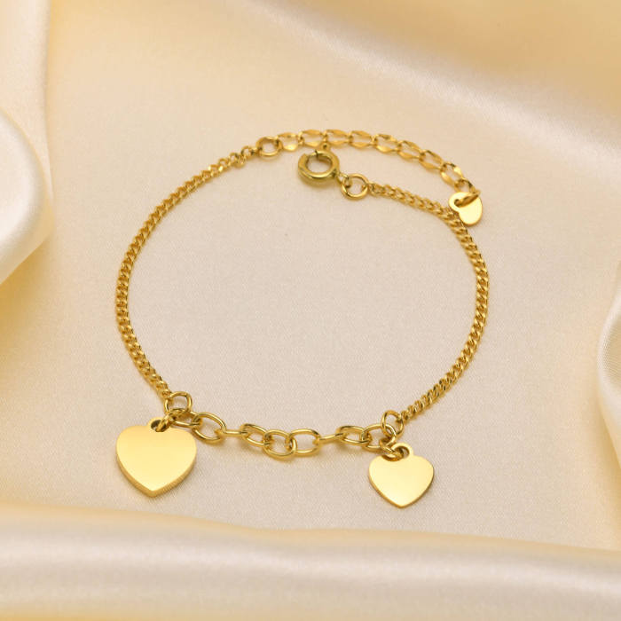 Wholesale Stainless Steel Double Heart Tag Bracelet