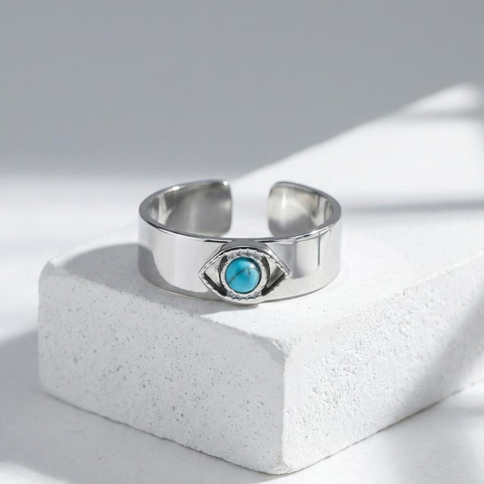 Wholesale Stainless Steel Turquoise Open Cuff Ring