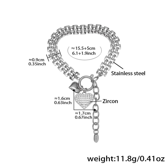 Wholesale Stainless Steel Love Zirconia Bracelet Necklace