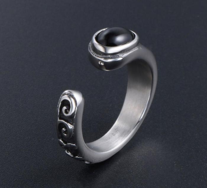 Wholesale Men's Nepal Gem Stone Open-End Stainless Steel Ring