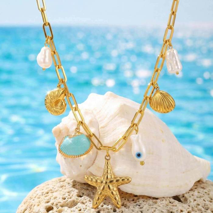 Wholesale Stainless Steel Marine Charm Necklace